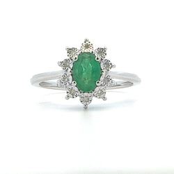 Genuine .54ct Emerald Diamond Ring 10KT White Gold