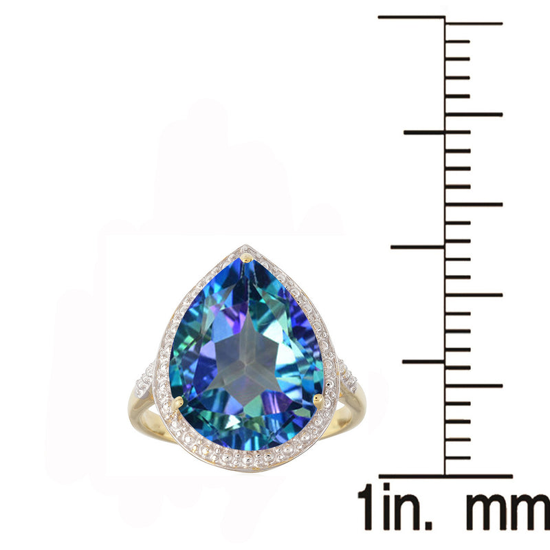 V3 Jewelry 10CT Blue Topaz 18K Gold Plated Sterling Silver Tear Drop Ring