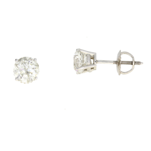 Natural 2.07ct Diamond Stud Earrings 14KT White Gold