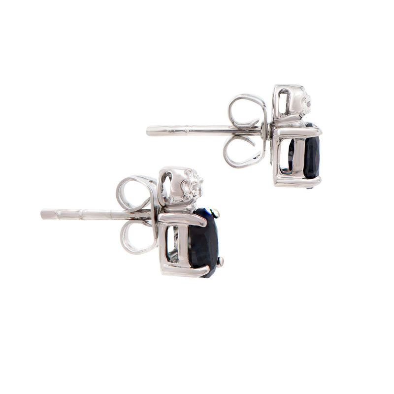 1.32 ctw Sapphire & Diamonds Rhodium Plated Designer Earrings