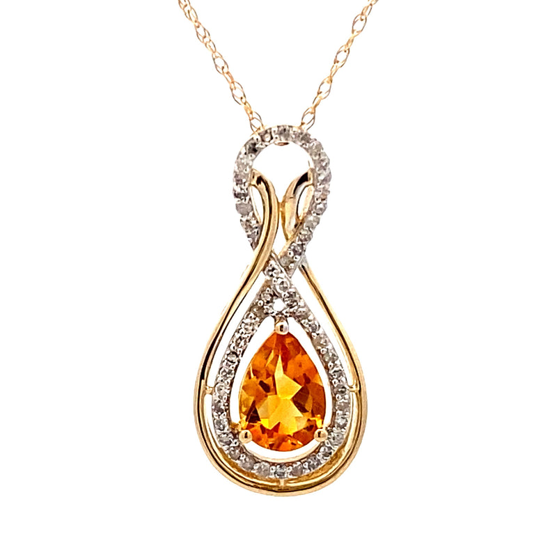 .77ct Citrine Diamond Fashion Pendants 14KT Yellow Gold