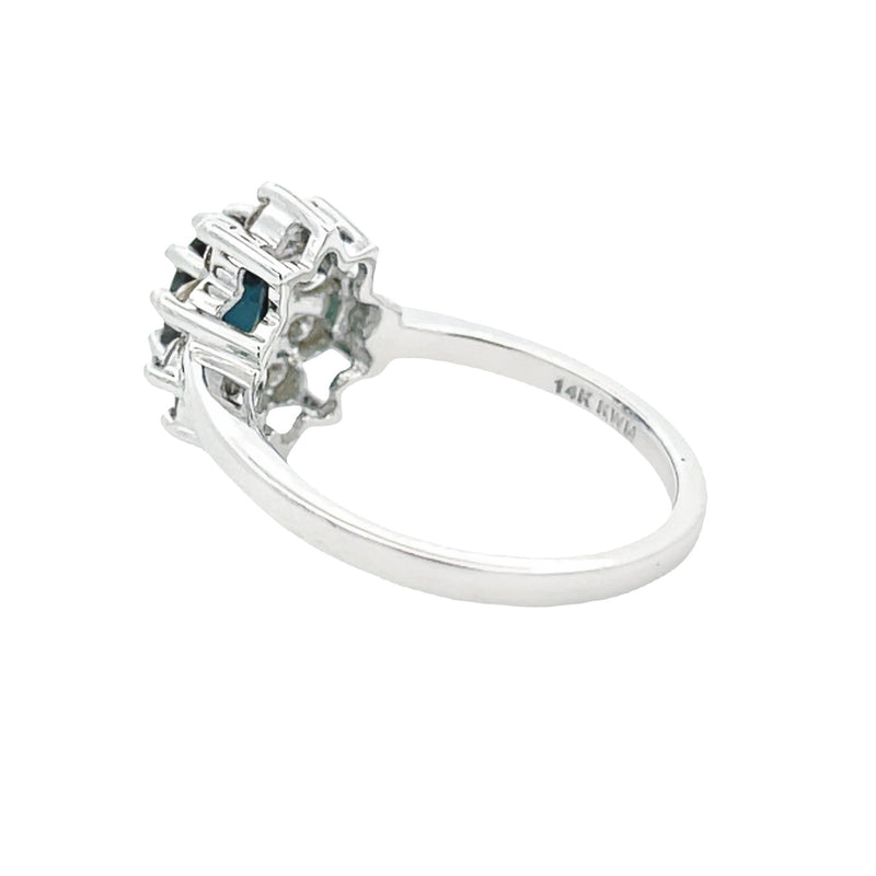 Natural 1.35ct Sapphire Diamond Ring 14KT White Gold