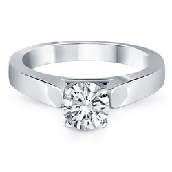 14k White Gold Wide Cathedral Solitaire Engagement Ring Mounting