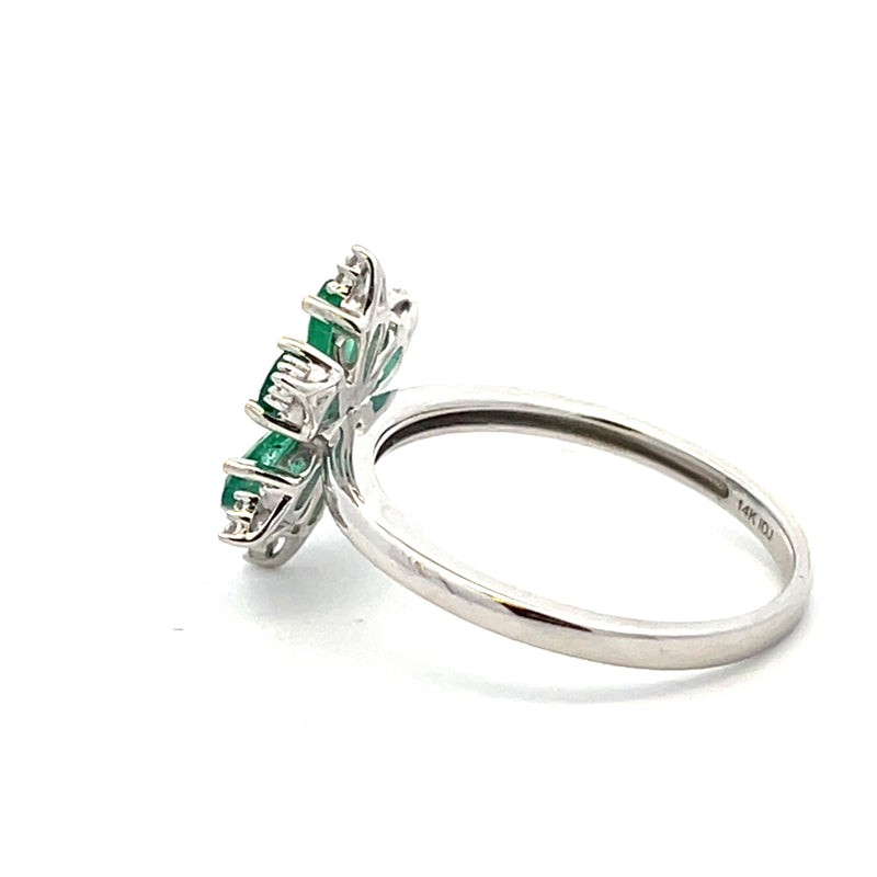 Natural 1.16ct Emerald Diamond Ring 14KT White Gold