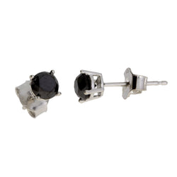 .98ct Black Diamond Stud Earrings Sterling Silver