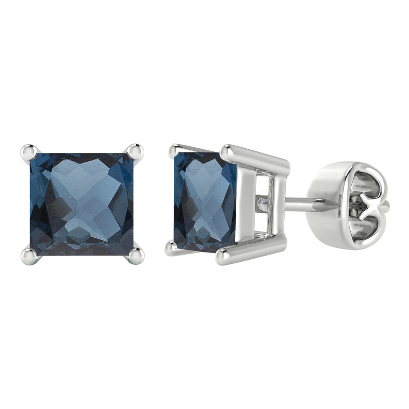 V3 Jewelry 2.75CT Natural London Blue Topaz Sterling Silver Women's Stud Earrings