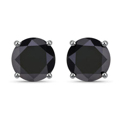 4.81 Carat Genuine Black Diamond 14K White Gold Earrings