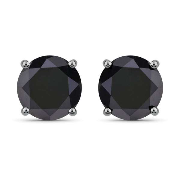 4.81 Carat Genuine Black Diamond 14K White Gold Earrings