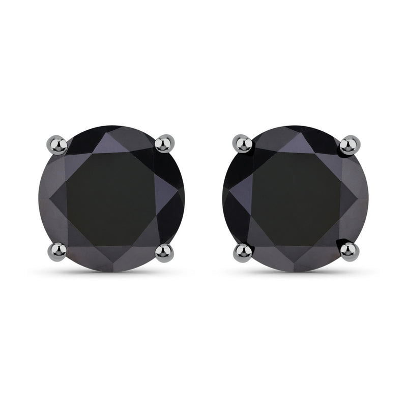 4.81 Carat Genuine Black Diamond 14K White Gold Earrings