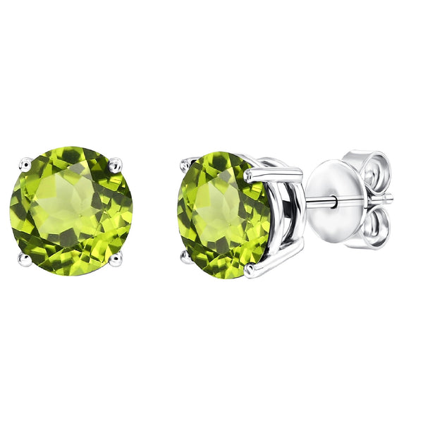 V3 Jewelry Sterling Silver Set of 3 -Natural Peridot, Amethyst and White Topaz Stud Earrings