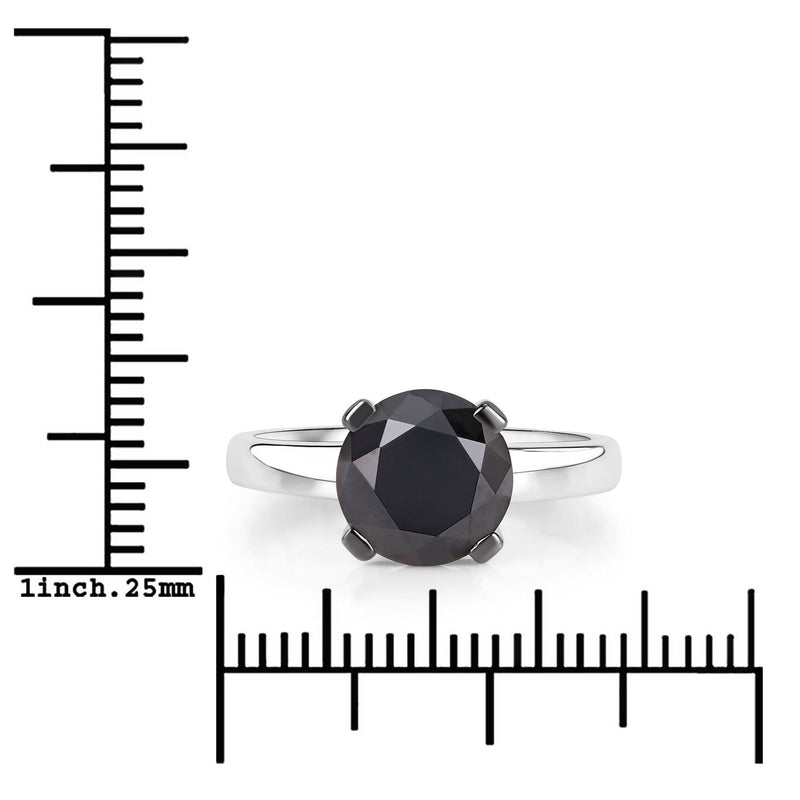 3.00 Carat Genuine Black Diamond 14K White Gold Ring