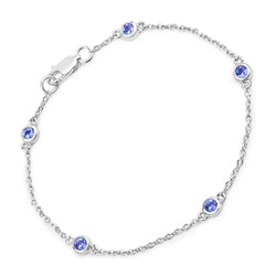 0.50 Carat Genuine Tanzanite .925 Sterling Silver Bracelet