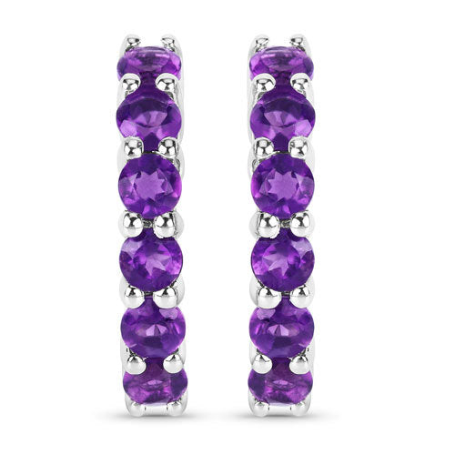 1.20 Carat Genuine Amethyst .925 Sterling Silver Earrings