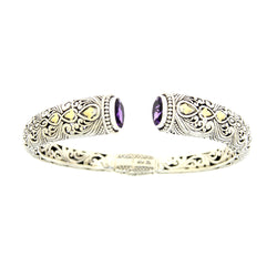 Amethyst Bangle Bracelet Sterling Silver 18KT Gold