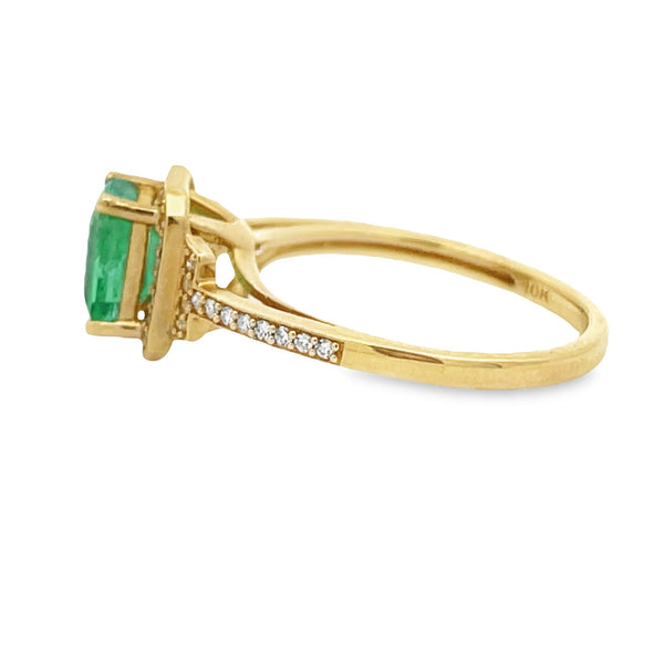 Genuine 1.22ct Emerald Diamond Ring 10KT Yellow Gold