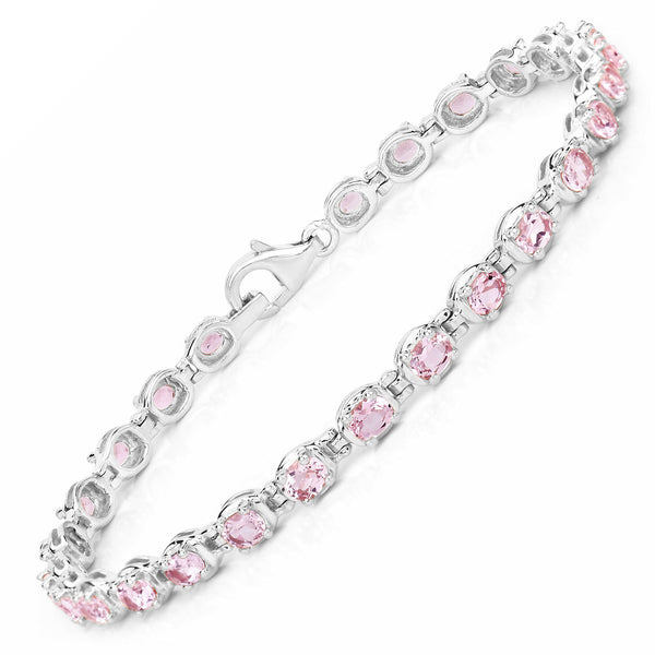 3.90 Carat Genuine Morganite .925 Sterling Silver Bracelet