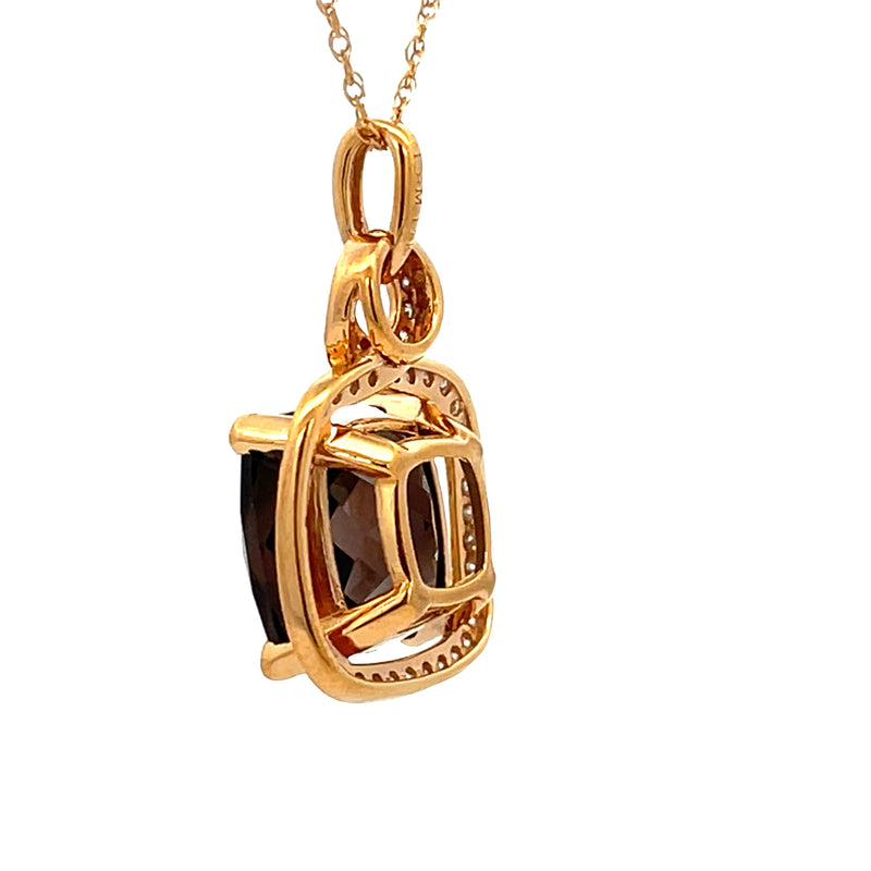 7.33ct Quartz Diamond Fashion Pendants 14KT Yellow Gold