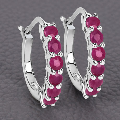 1.56 Carat Genuine Ruby .925 Sterling Silver Earrings