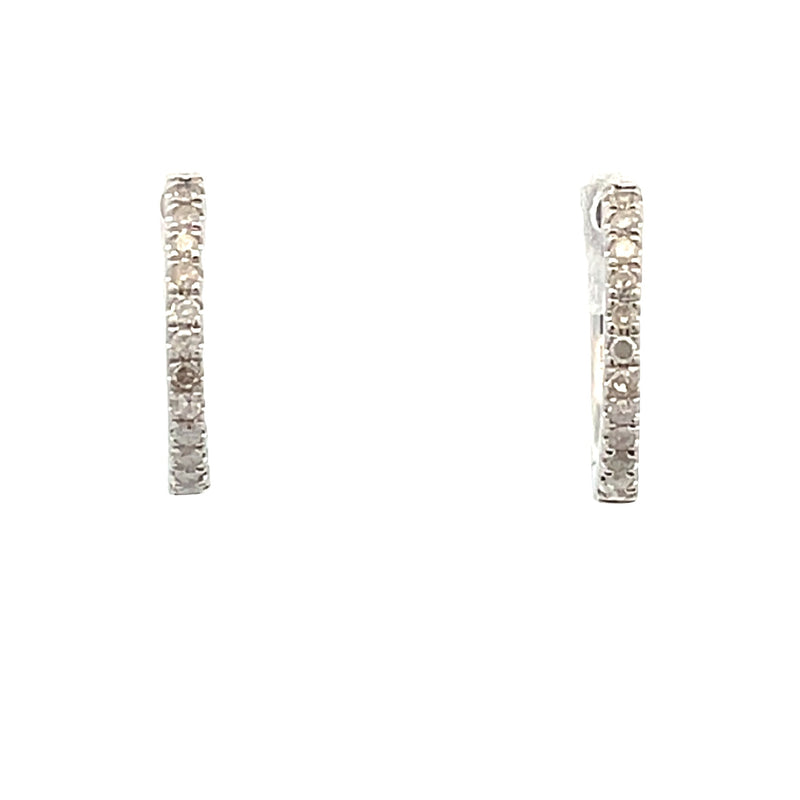 Genuine .16ct Diamond Hoop Earrings 14KT White Gold