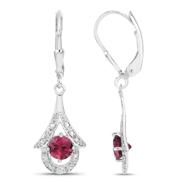 1.20 Carat Genuine Pink Tourmaline .925 Sterling Silver Earrings