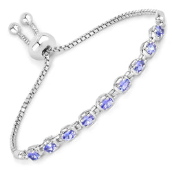 1.53 Carat Genuine Tanzanite .925 Sterling Silver Bracelet