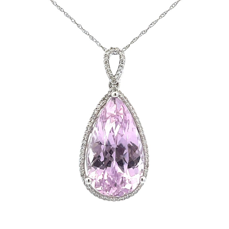 Kunzite Diamond Fashion Pendants 14KT White Gold