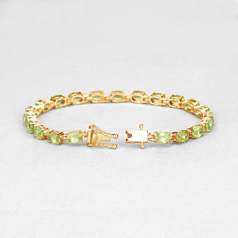 8.61 Carat Genuine Peridot .925 Sterling Silver Bracelet