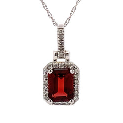 1.12ct Garnet Diamond Fashion Pendants 14KT White Gold