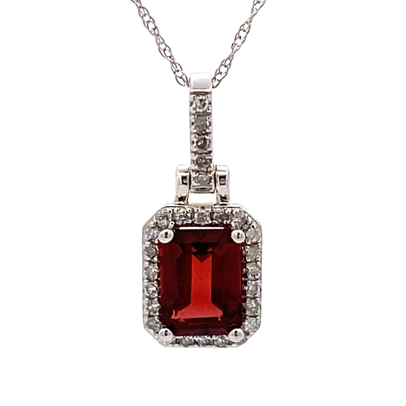 1.12ct Garnet Diamond Fashion Pendants 14KT White Gold