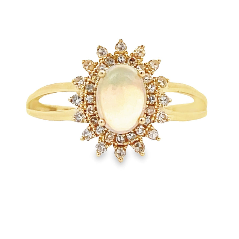 Natural .82ct Opal Diamond Ring 14KT Yellow Gold