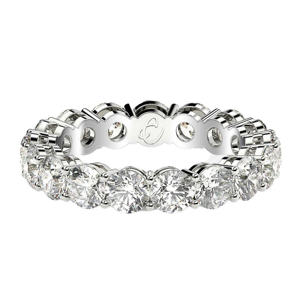 Round Cut Lab Grown Diamond Eternity Ring in 14k White Gold (3 cttw FG/VS2)