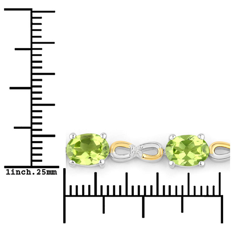 3.39 Carat Genuine Peridot and White Topaz .925 Sterling Silver Bracelet