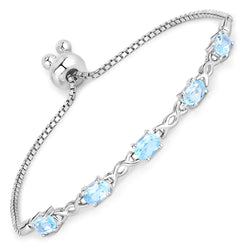 2.55 Carat Genuine Blue Topaz .925 Sterling Silver Bracelet