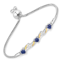 1.09 Carat Genuine Blue Sapphire and White Sapphire .925 Sterling Silver Bracelet