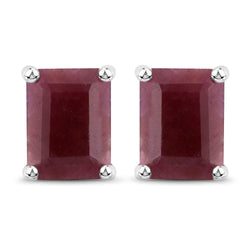 3.70 Carat Genuine Ruby .925 Sterling Silver Earrings