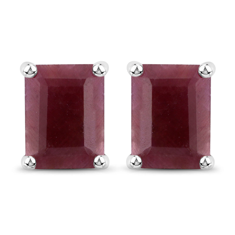 3.70 Carat Genuine Ruby .925 Sterling Silver Earrings