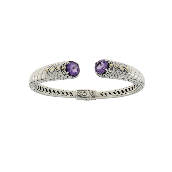 Amethyst Bangle Bracelet Sterling Silver 18KT Gold