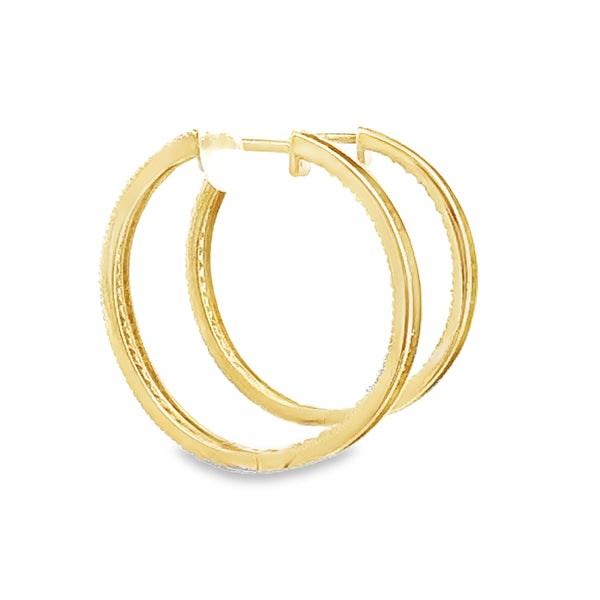 Genuine .75ct Diamond Hoop Earrings 10KT Yellow Gold