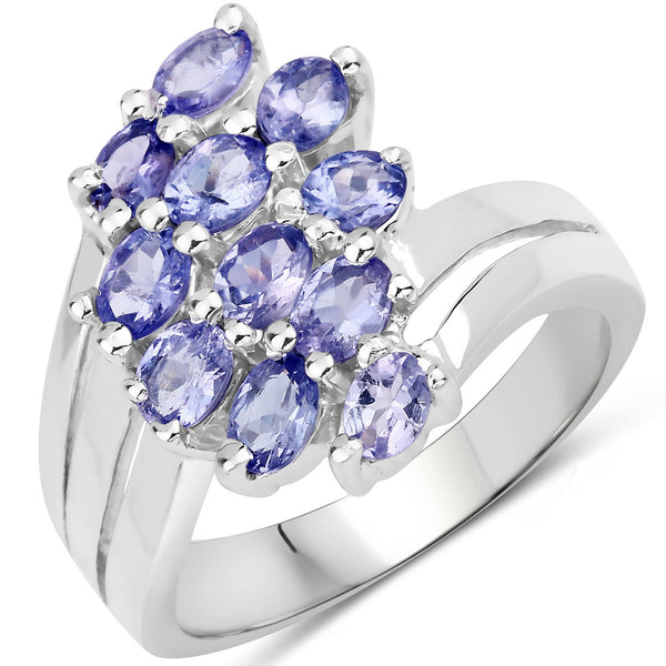 1.87 Carat Genuine Tanzanite .925 Sterling Silver Ring