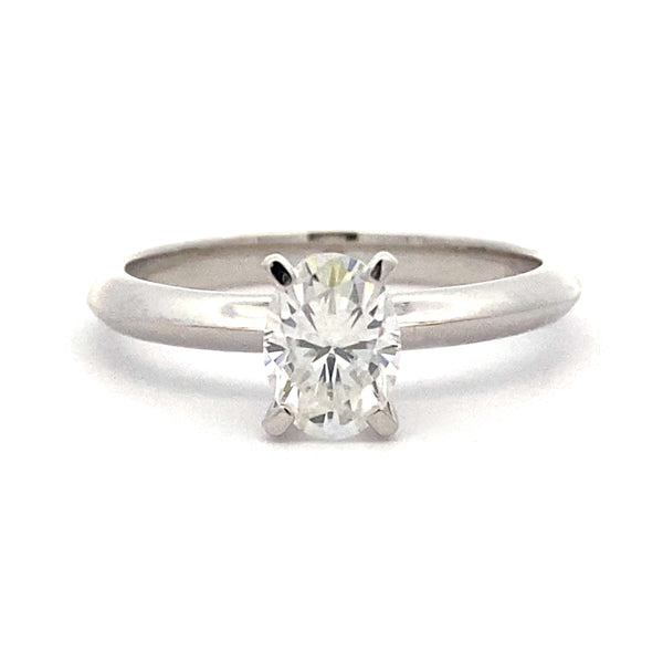 Natural .88ct Moissanite  10KT White Gold