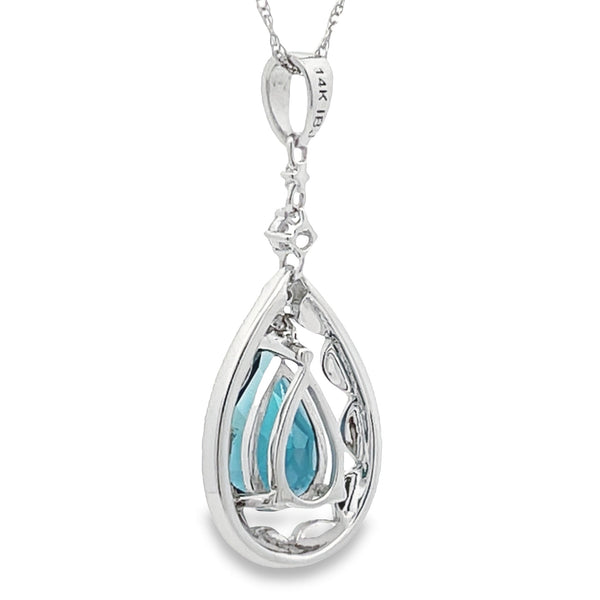 London Blue Topaz Fashion Pendants 14KT White Gold