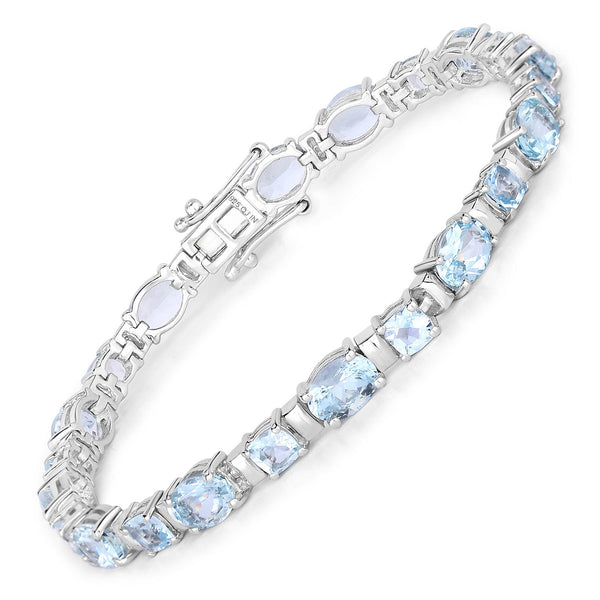 10.06 Carat Genuine Aquamarine .925 Sterling Silver Bracelet