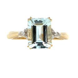 Genuine 1.94ct Aquamarine Diamond Ring 10KT White Gold