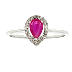 Natural .57ct Ruby Diamond Ring 14KT White Gold