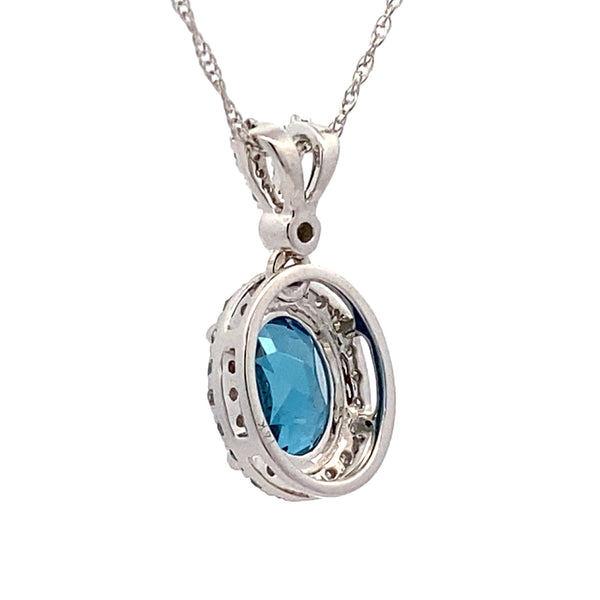 Blue Topaz Diamond Fashion Pendants 14KT White Gold