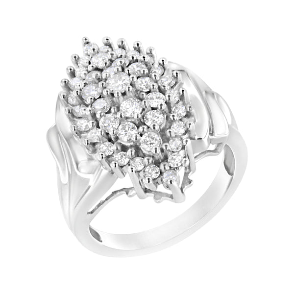 .925 Sterling Silver 1 cttw Lab Grown Diamond Cluster Ring (F-G Color, VS2-SI1 Clarity) - Size 7