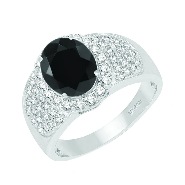 V3 Jewelry Black Spinel & White Topaz Pavé Ring