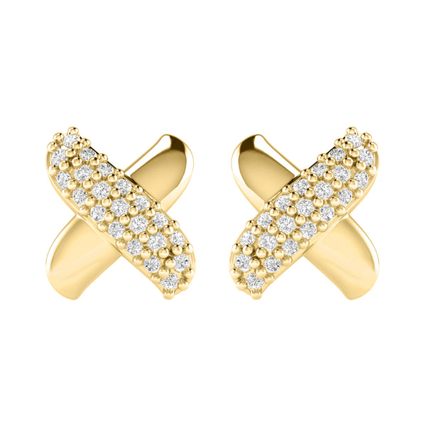 V3 Jewelry Lab Grown Moissanite Cross Stud Earrings in 18K Gold Plated