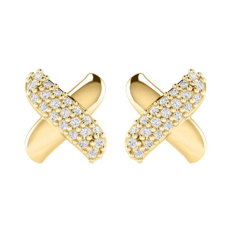 V3 Jewelry Lab Grown Moissanite Cross Stud Earrings in 18K Gold Plated