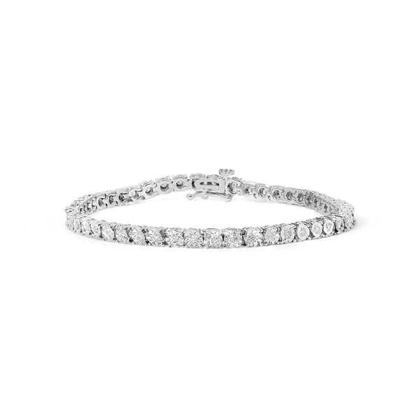 .925 Sterling Silver 1.0 Cttw Diamond Miracle Tennis Bracelet (I-J Color, I3 Clarity) - 7"